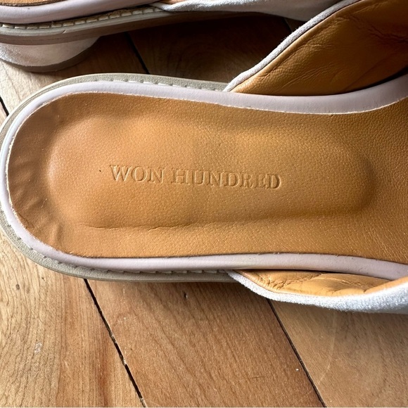 Won Hundred Penelope Nude Slide Sandals 38 Criss Cross Puffy Round circle heel - Picture 4 of 10